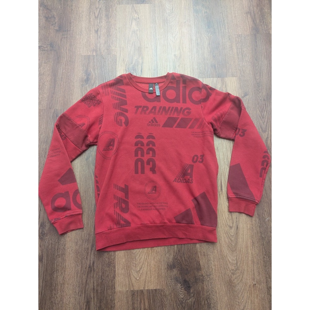 Adidas Sweatshirt Mens M Post Game Allover Print Crewneck Pullover Athletic Red‎